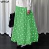 VONDA Vintage Damen Polka Dots Print Locker Lässig Lang Schwingende Röcke Plissee Kleid