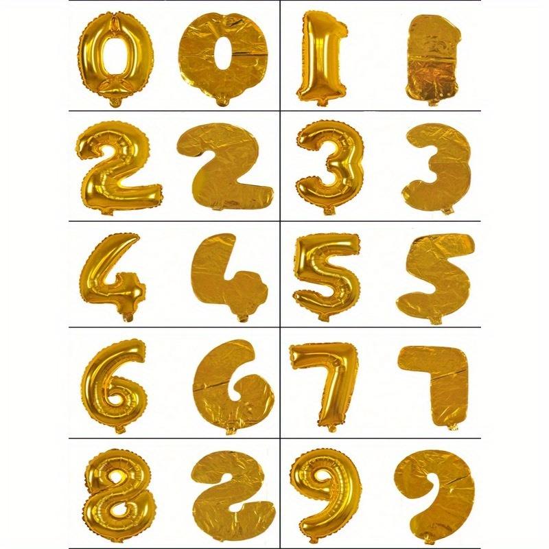 32in Gold Color Number Aluminum Foil Balloon, Birthday Number Balloon, Aluminum Foil Balloon for Birthday Party, Wedding, Shop Decoration