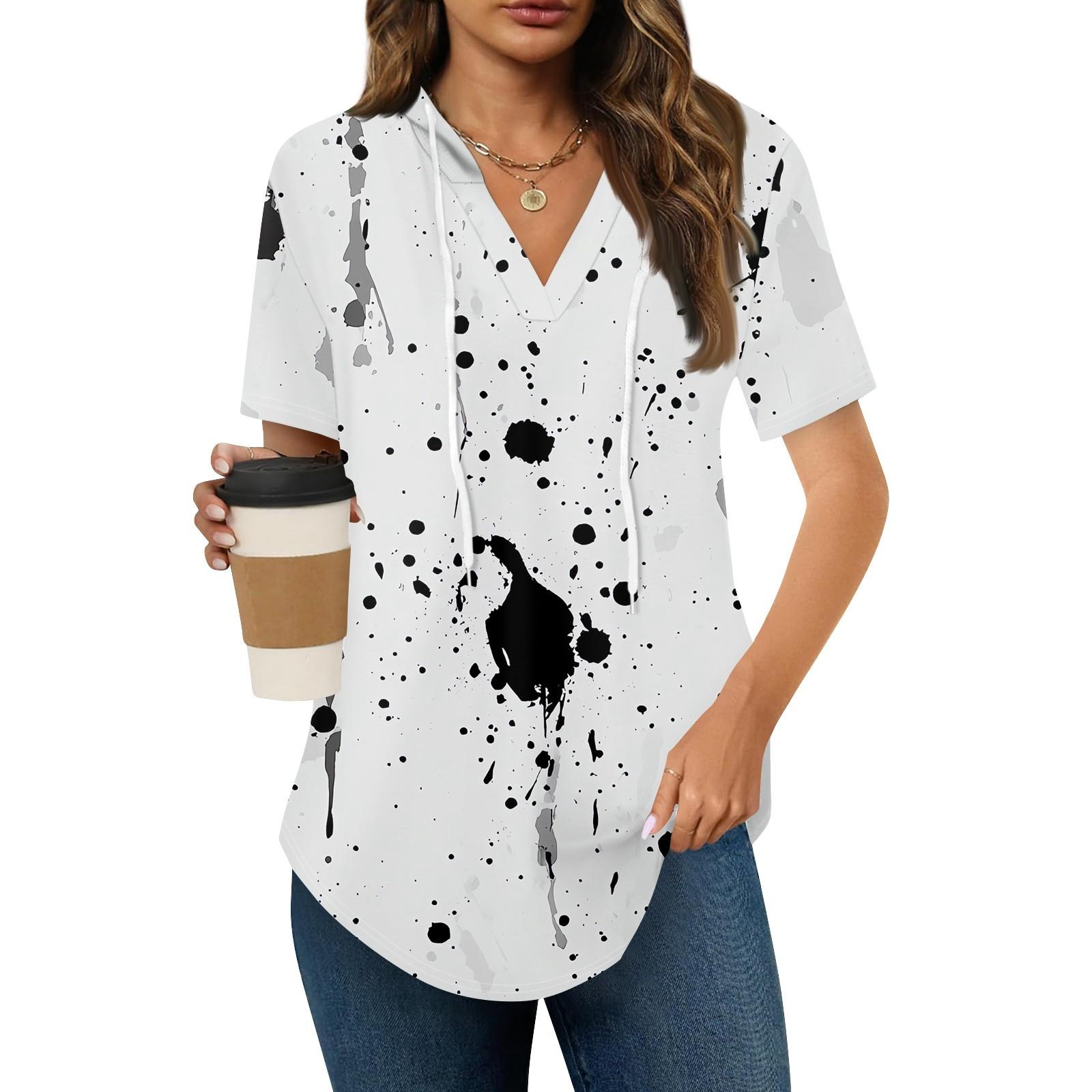 

Женские летние футболки с V-образным вырезом, толстовки с коротким рукавом, туники, повседневные свободные туники, толстовки M