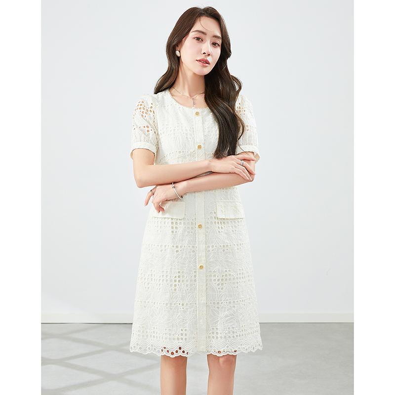 Elegant lady hollow out slimming dress
