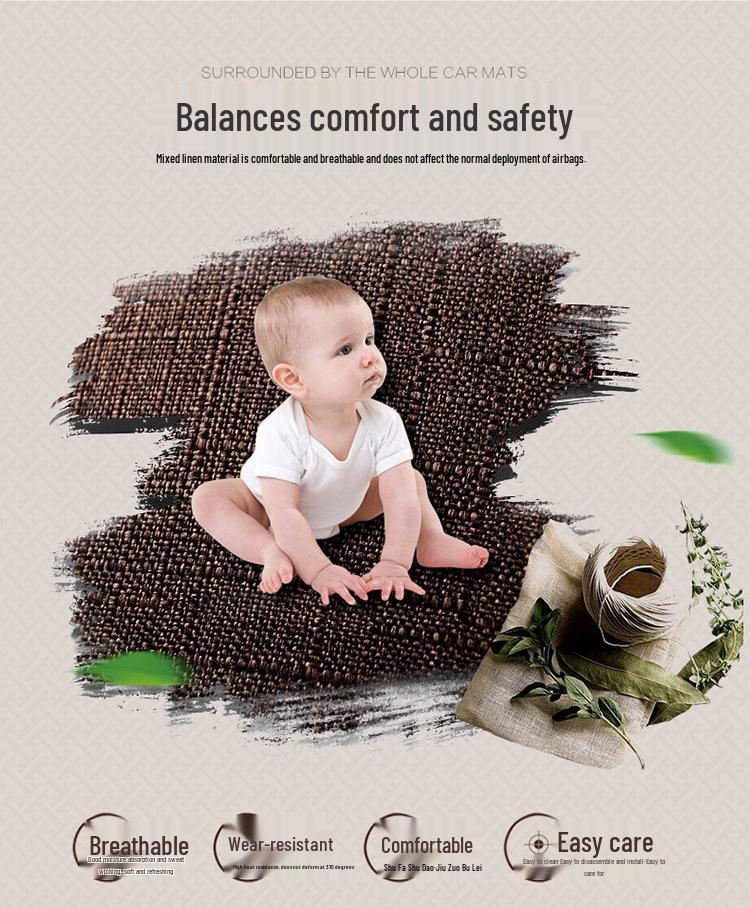 Roewe Car Seat Cushion: Full Surround, Breathable Linen, Universal Fit for All Seasons