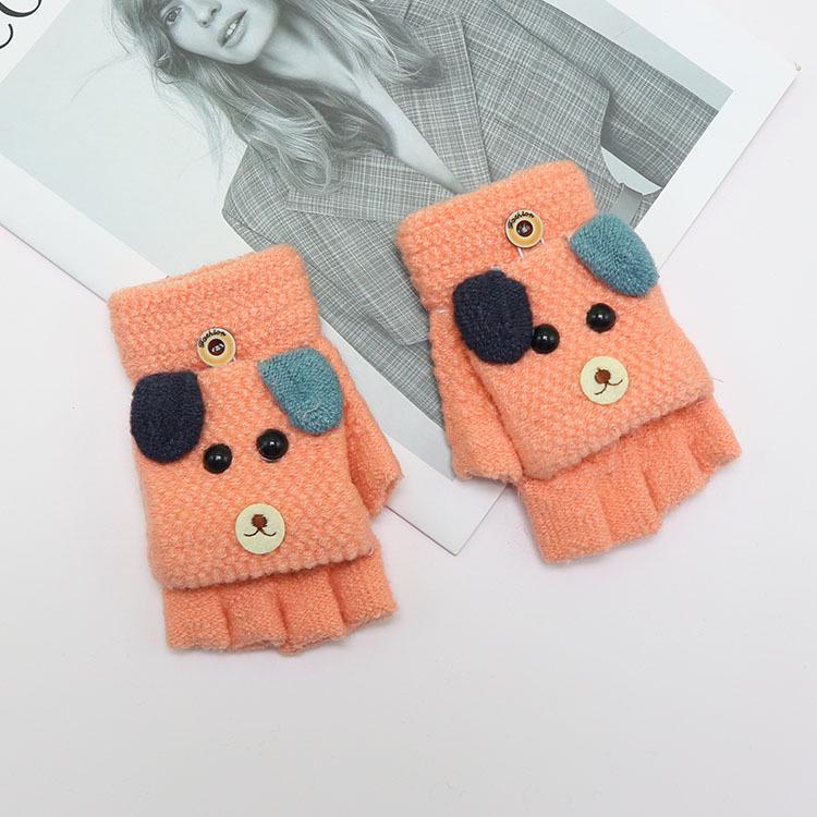 Children's Winter Wool Flip-Top Gloves - Warm, Cartoon Design for Elementary Boys & Girls
