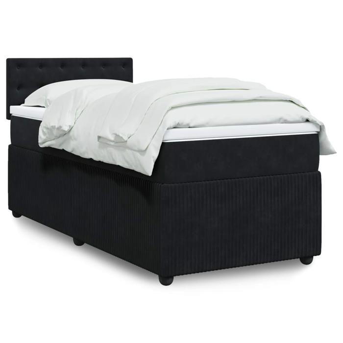 VidaXL Sommier à lattes de lit et matelas Noir 80x200 cm Velours 3287604