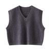 Women's Vintage V-neck Cashmere Sweater Vest: Short Loose Knit for Autumn & Winter Fashion