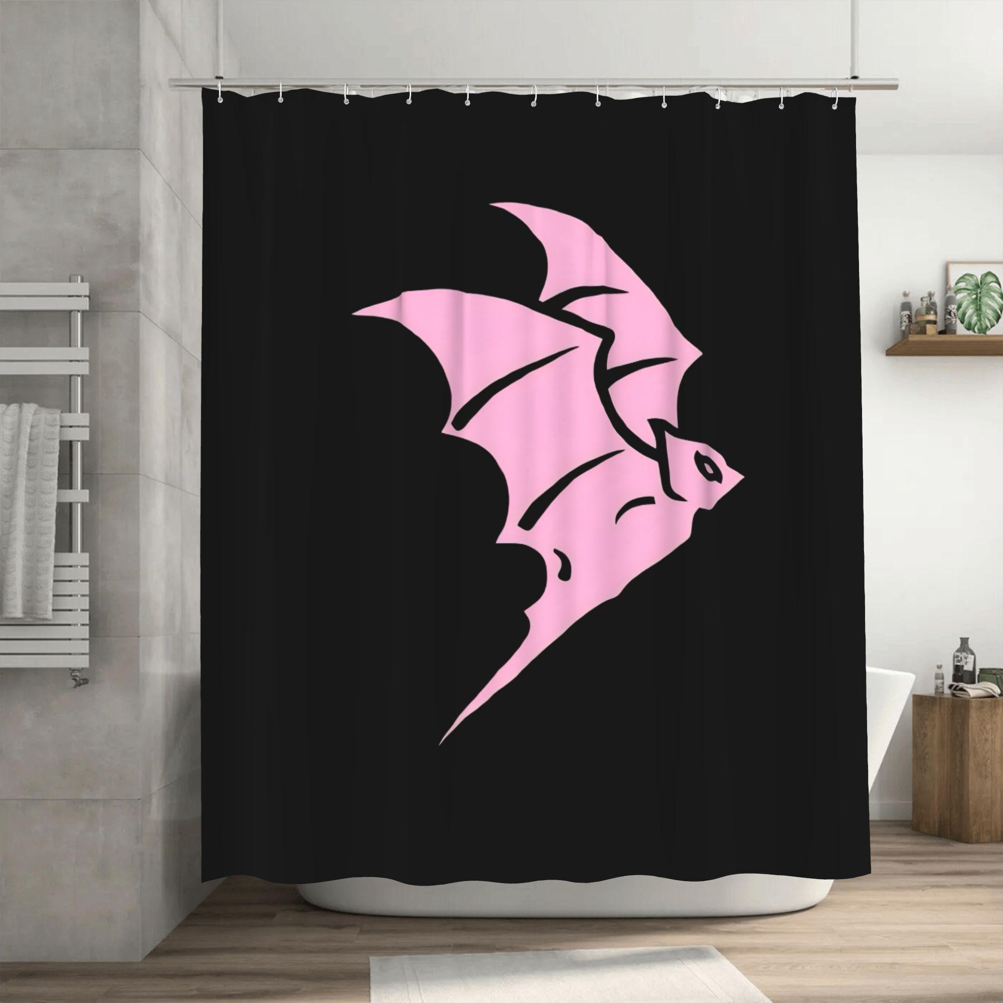 

Jhayco Inspirational Fashion Shower Curtain with Bat Design - Durable Polyester, Machine Washable, Grommet Hooks, Dry & Wet Sepa 90x180cm