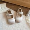 Girls Velvet Bow Decor Mary Jane Casual Flat Shoes