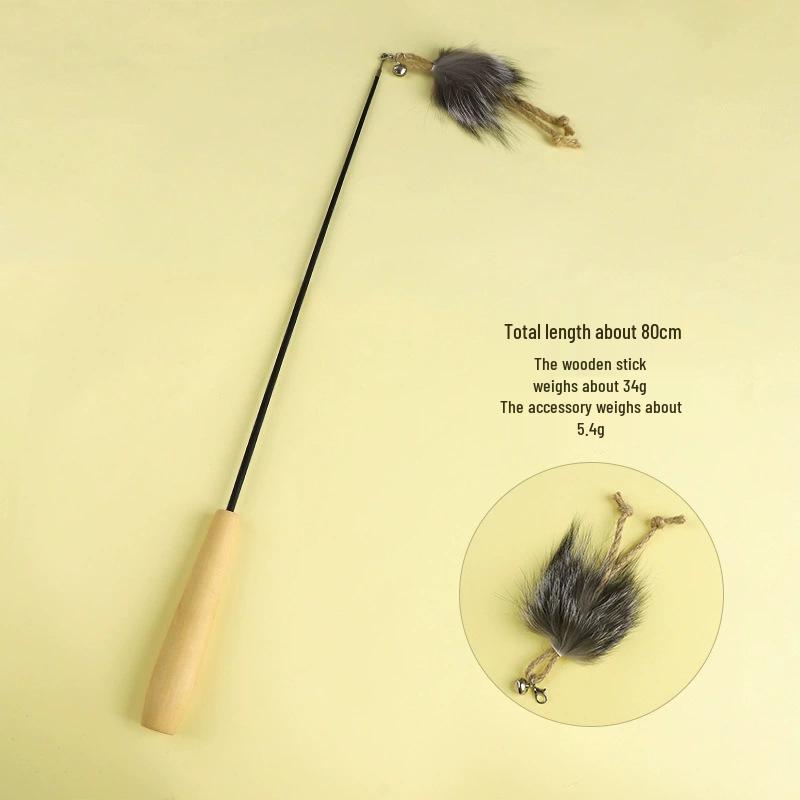 Linen Mouse Cat Teaser Wand with Bell - Boredom Relief Toy for Cats