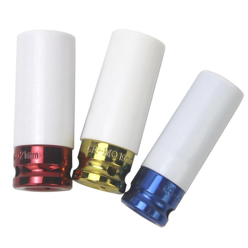1/2" Color Pneumatic Tire Protection Socket Set 50BV30 Chrome‑Vanadium Steel Auto Repair Tools