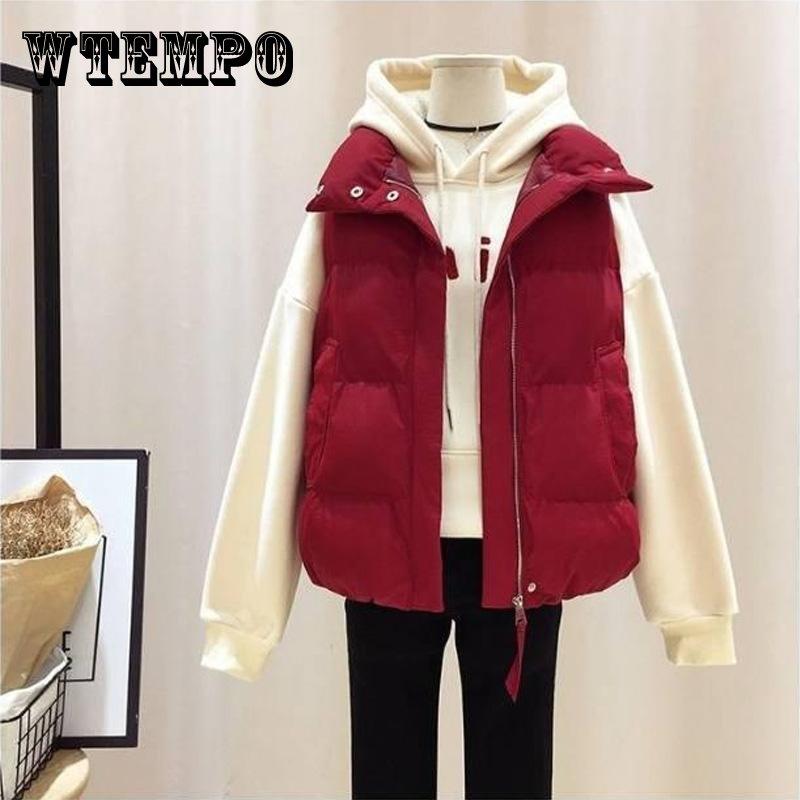 Piumino caldo alla moda di grandi dimensioni da donna corto in stile coreano per studenti autunno e inverno gilet ampio tutto-fiammifero