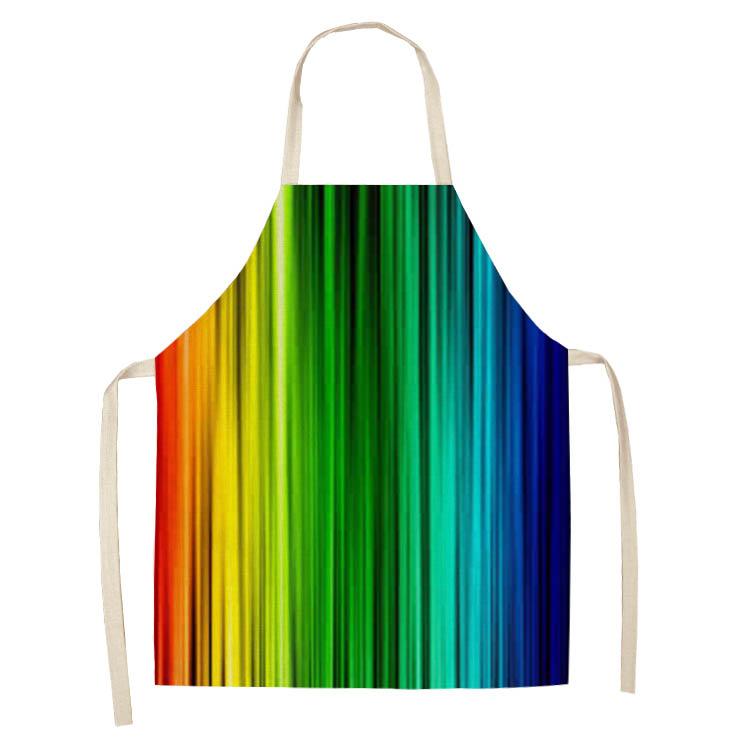 Kochen Backen Kochschürze Regenbogen bunte geometrische Druckschürze Küche Herren- und Damenschürze Leinenlätzchen Hausreinigungsschürze
