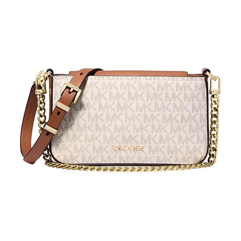 MICHAEL KORS Bryant Logo Snap Fastening Coated Canvas Crossbody Shoulder Bag Small Women s Light Khaki коричневый