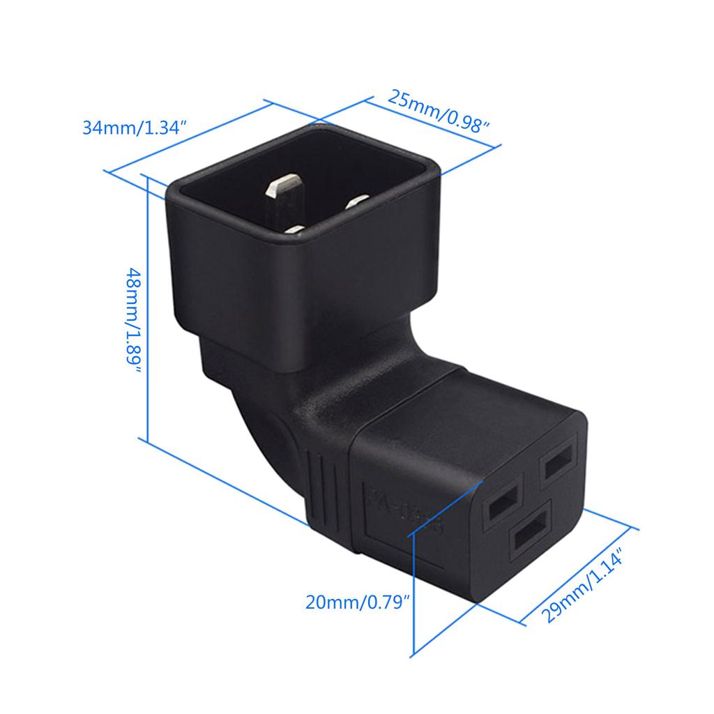 IEC 320 C20 To C19 Power Adapter Conversion Adaptor , Male C20 To C19 Power Supply Converter 100-250V 10A Black