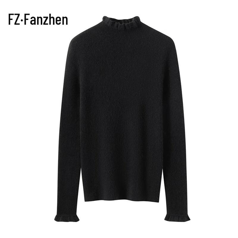 Fanzhen Women's High-Neck Slim Fit Cashmere Sweater