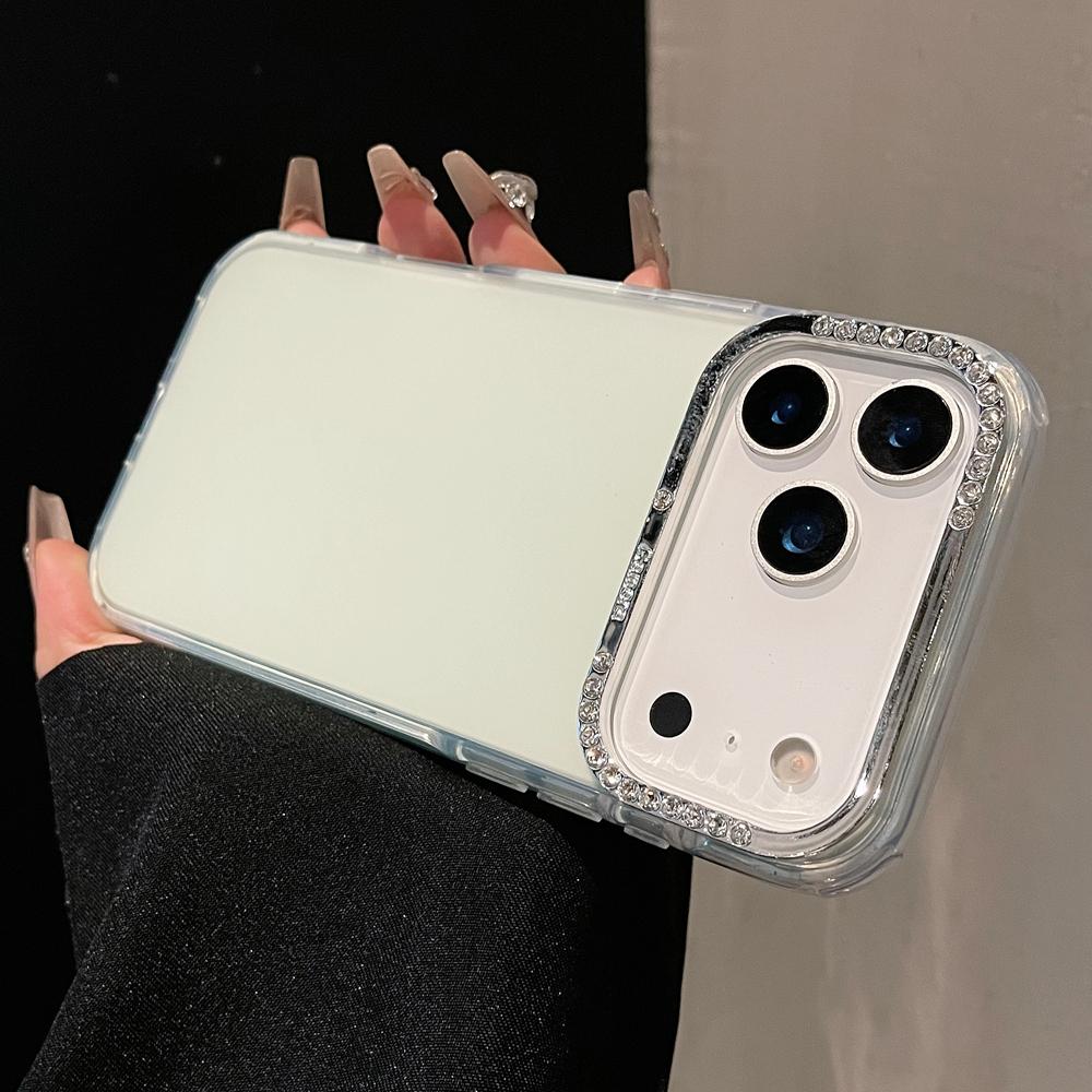 KEYSION Luxury Jewelled Transparent Matte Phone Case for iPhone 16 17 Pro Max 17 Air 16 Plus TPU+PC Shockproof Armor Back Cover