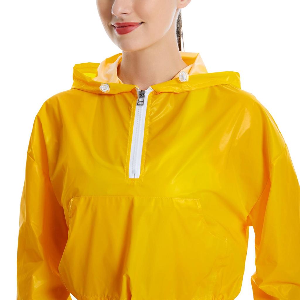 Spring & Autumn Iridescent Yellow Pink Women's Half-Zip Loose Hoodie Jacket