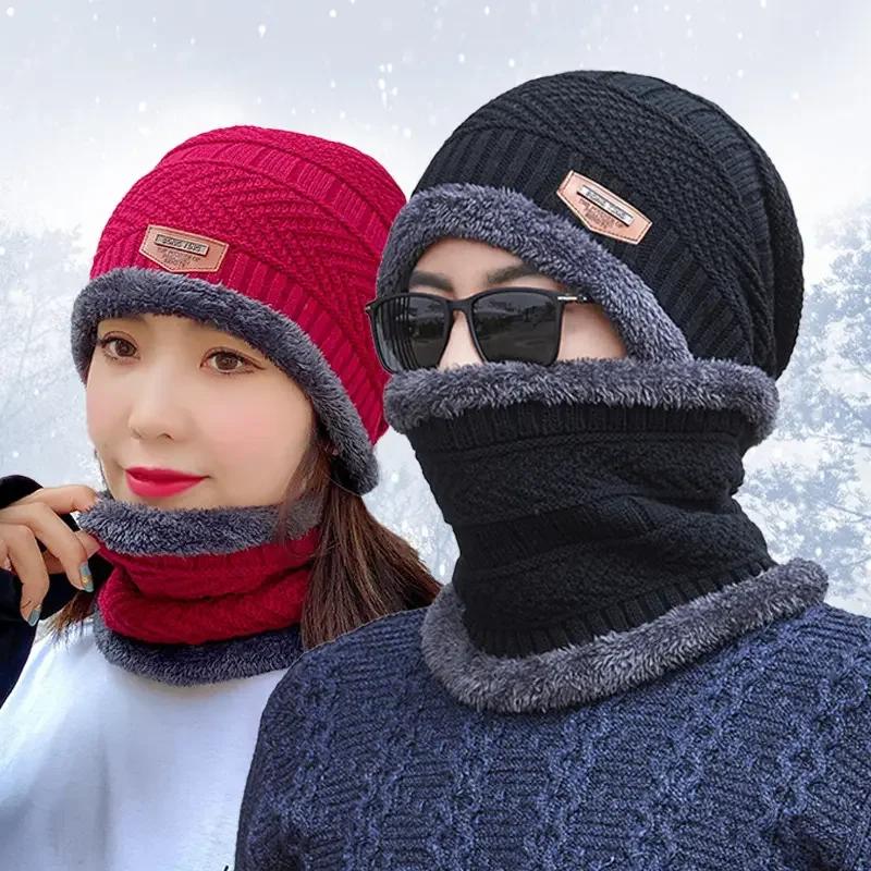 Winter Warm Hat Winter Beanie Men Women Wool Scarf Hat Outdoor Sports Sports Warm Knitted Thick Hat Warm Scarf Scarf Hat Set
