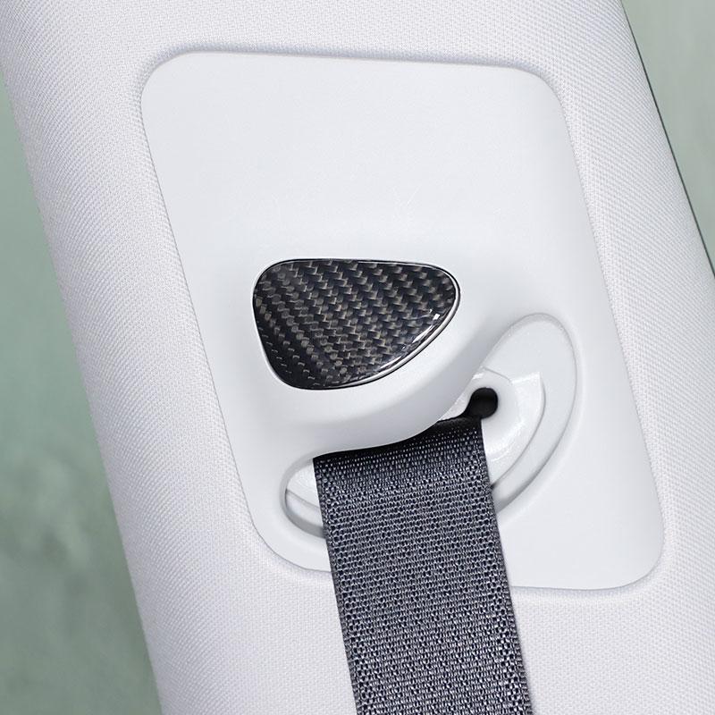For Tesla Model 3 For Tesla Model Y 2017-2022 Real Carbon Fiber Car Roof Safety Belts Buttons Cover Trim Sticker Car