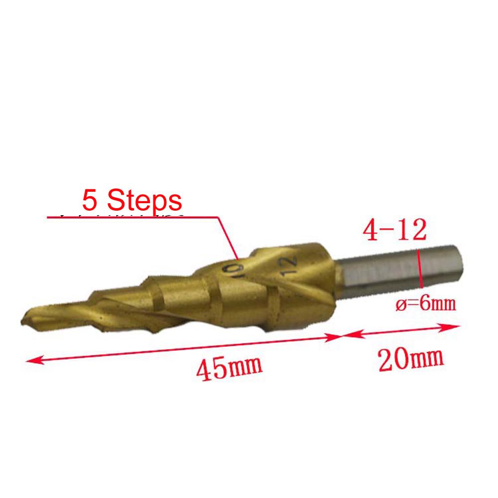 

4-32mm Spiral Center Solid Carbide Titanium Step Drill Bit золотой