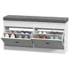 Shoe Storage Bench with Flip Drawers, Shoe Cabinet with Seat Cushion and Adjustable Shelf for Hallway, Entryway, Living Room, Bedroom, White