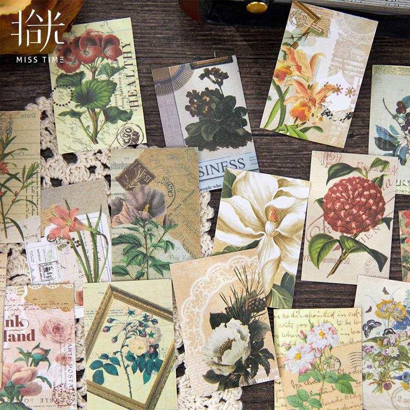 Serene Time Series Bean Sticker Book: Retro Collage DIY Tent Decorations, 50 Sheets, 6 Styles
