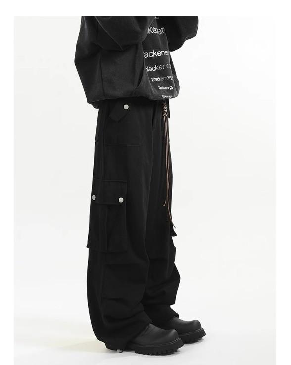 American Retro Maillard Brown Unisex Paratrooper Overalls - Autumn Loose Straight Wide-Leg Casual Pants