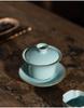 Ru Kiln Gaiwan Tea Set: Handmade Jingdezhen Kung Fu Ceramic with Three Talents Tea Cups in Retro Porcelain Gift Box