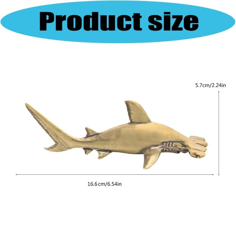 Metall Großer Hammerkopf Haifisch Skulptur Antike Messing Ozean Tier Statue Dekorative Sammlerstück Verzierung Heimdekorationen