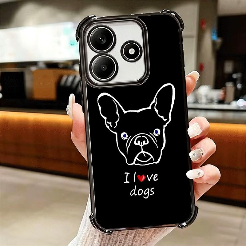 Französische Bulldogge Schwarz Design Beschichtung Handyhülle Für Xiaomi Redmi Note 14 15 Pro Plus 13 12 11 11S 11T 10 9S 9 5G Sturzfest Airaba