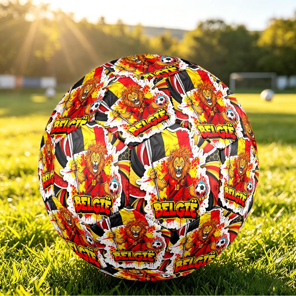 Pallone da Calcio Stampato Belgio Taglia 5 Resistente all'Usura Standard per Allenamento Adulti Regalo per Fan per Partite Sportive Indoor Outdoor