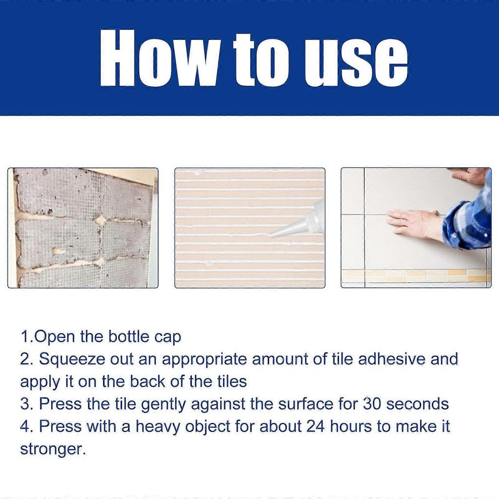 Limited time!!Jue-Fish Tile Adhesive Household Wall And Floor Tile Repair Glue For Falling Or Hollow Tiles, Waterproof Back Coating Adhesive