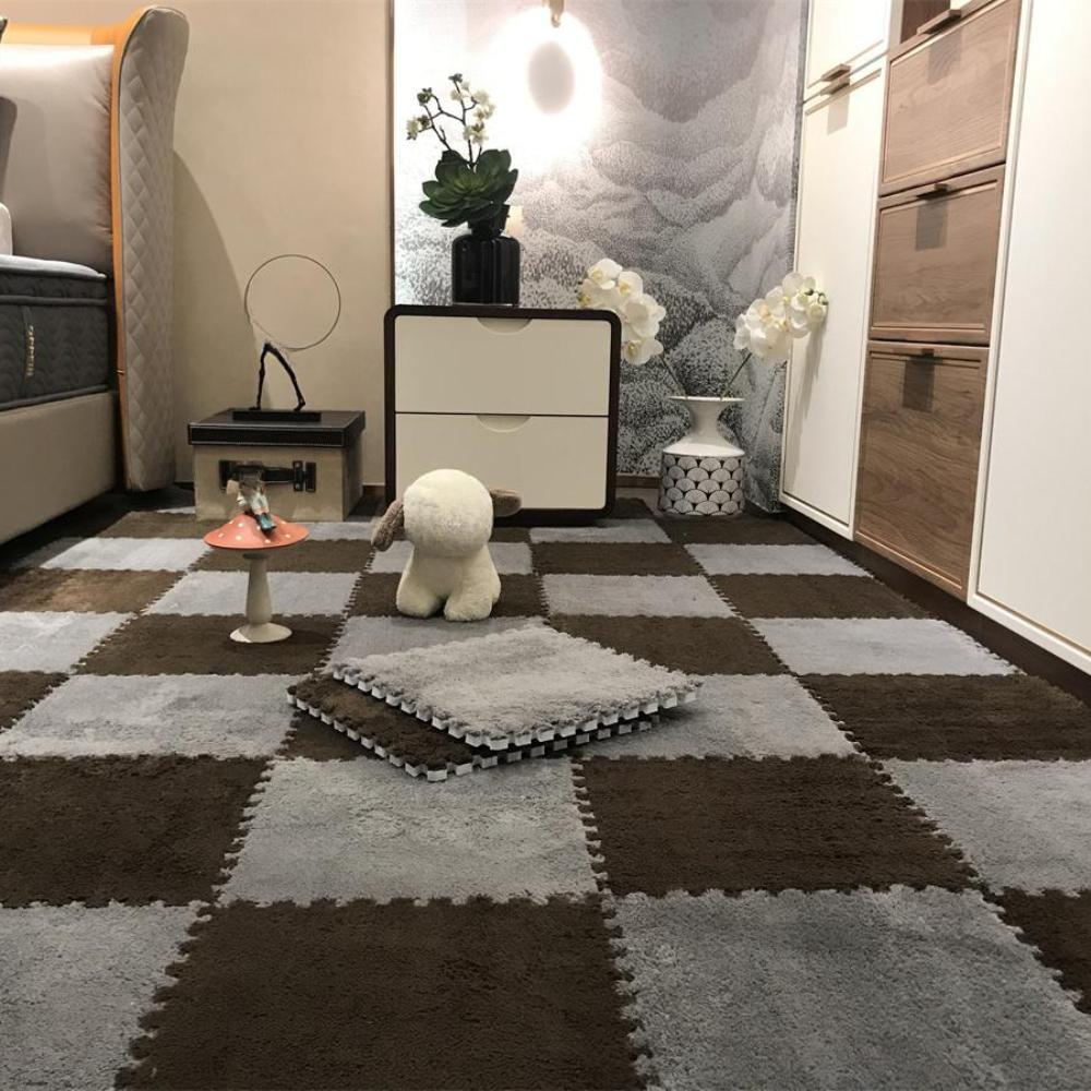 

20Pcs Soft Plush Kids Carpet Baby Play Mat Children s Rugs Toys EVA Foam Children s Mat Puzzle Interlock Floor Mats 30*30 CM 20pcs кофейный