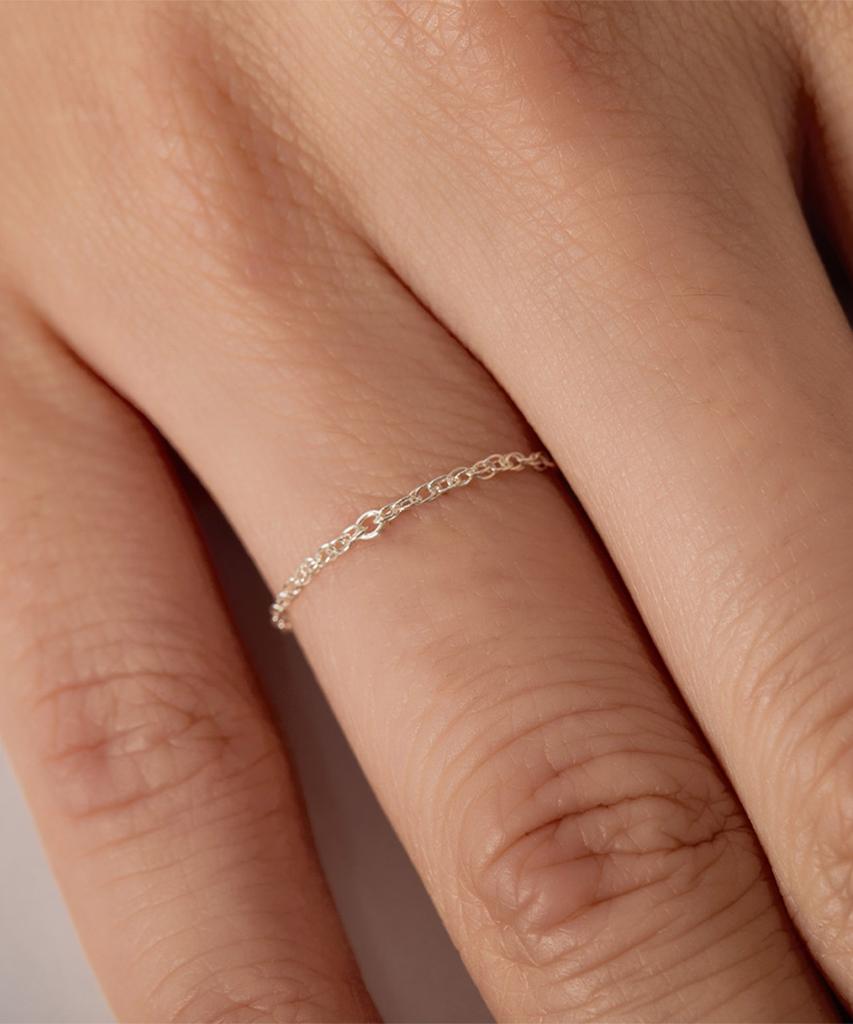 Helene Jewelry 925 Silver Rope Style Chain Silver Ring (Type A)