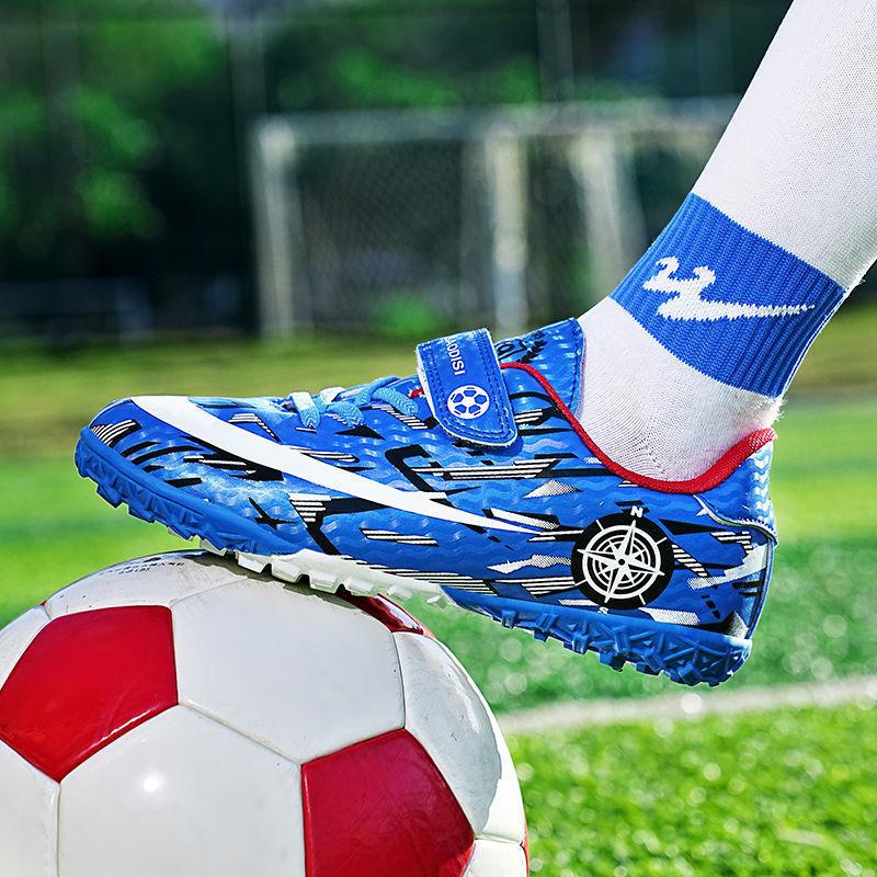 Frühlings- und Herbst-Kinder-Fußballschuhe mit Klettverschluss für abgebrochene Nägel, Jungen lange Nägel Training, mittlere Kinder, Mädchen kurze Nägel Wettkampfschuhe