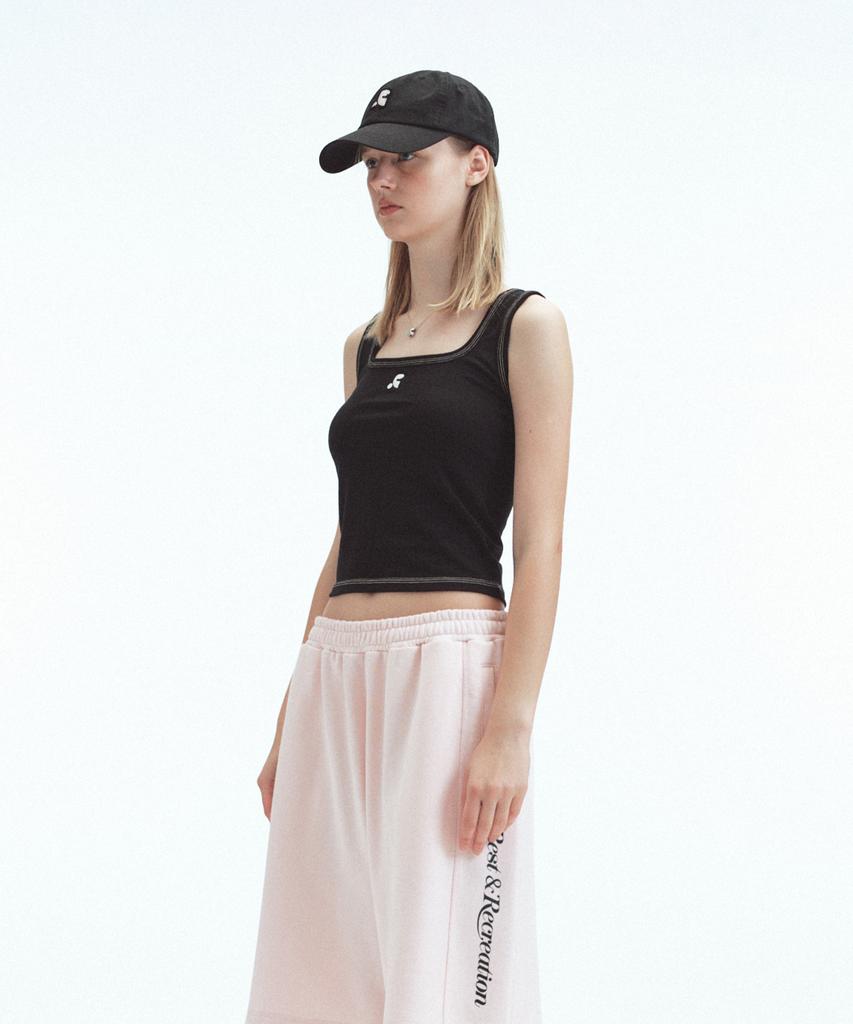 REST&RECREATION Raw-Edge Logo Cap - Black