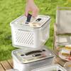 Vegetable and Fruit Storage Bins with Strainers Space Saving Freshness Preserving Boxes Large Organizer Box with Lid