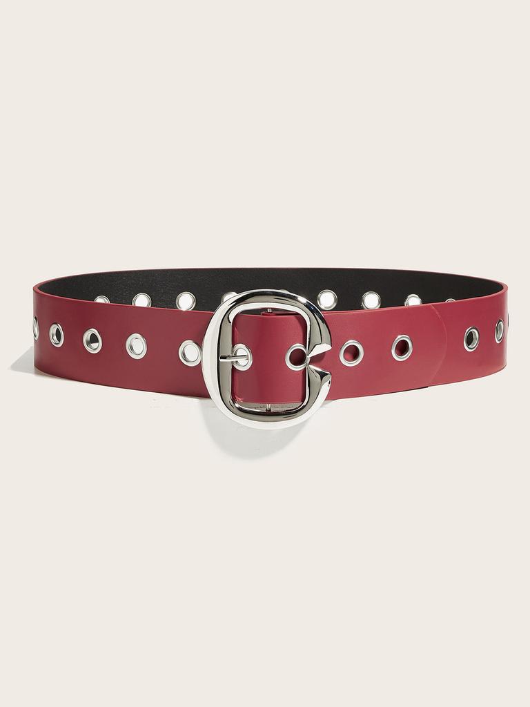 Fashion Color Solid Large Metal Buckle Decoration Women Casual Belt Wide