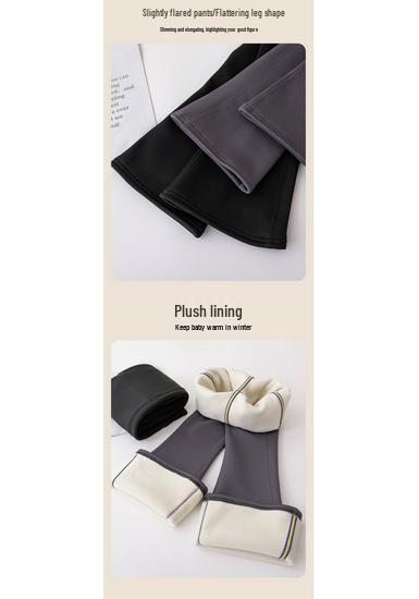 2025 Girls' High-Waist Velvet Flare Yoga Dance Pants for Autumn & Winter