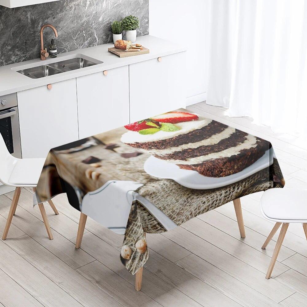 Fata de masa imprimata tort gurmand decor mese restaurant si antifouling dreptunghiular casa