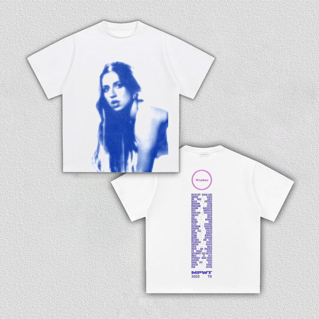 T-shirt Grafica Tour MPWT di Tate McRae per Uomo Donna Retro Pop Star Concert Merch Cotone Oversize Manica Corta