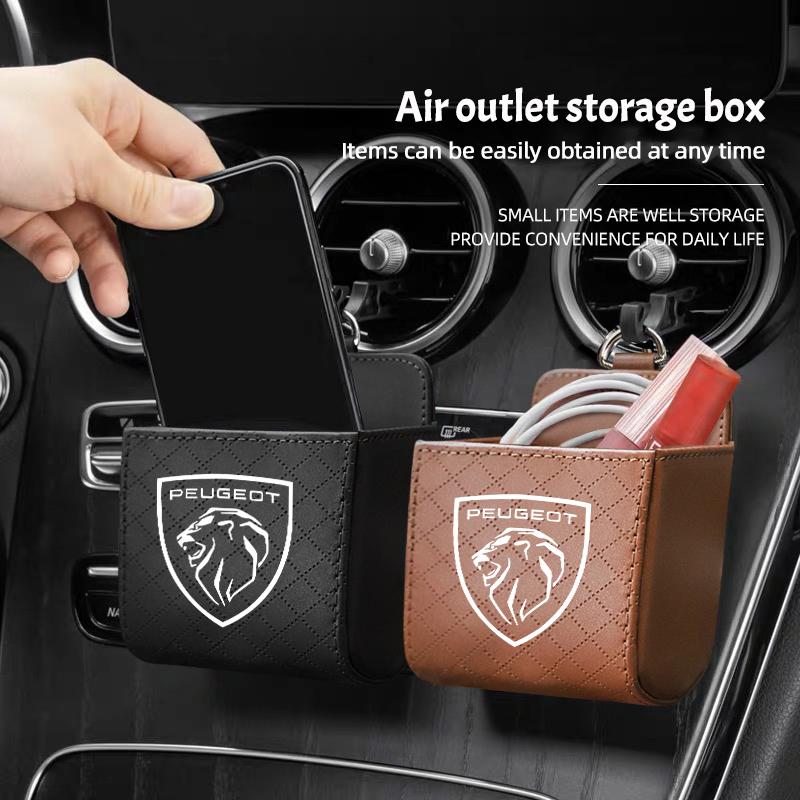 Car Badge Air Outlet Storage Box Phone Glasses l Organizer For Peugeot 5008 408 308 Landtrek 208 2008 3008 Rifter 508 301 108 608