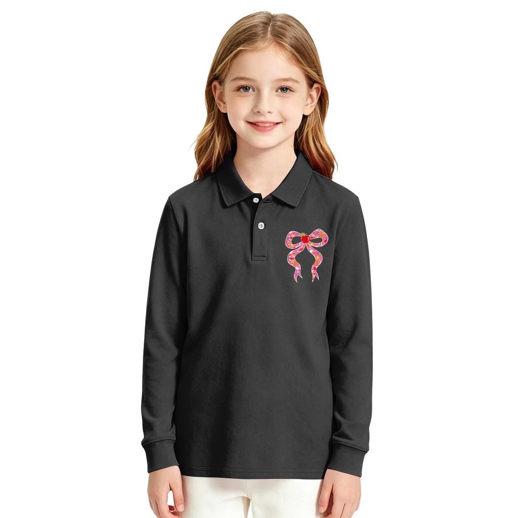 Girls' Long Sleeve Printed School Uniform Casual Top