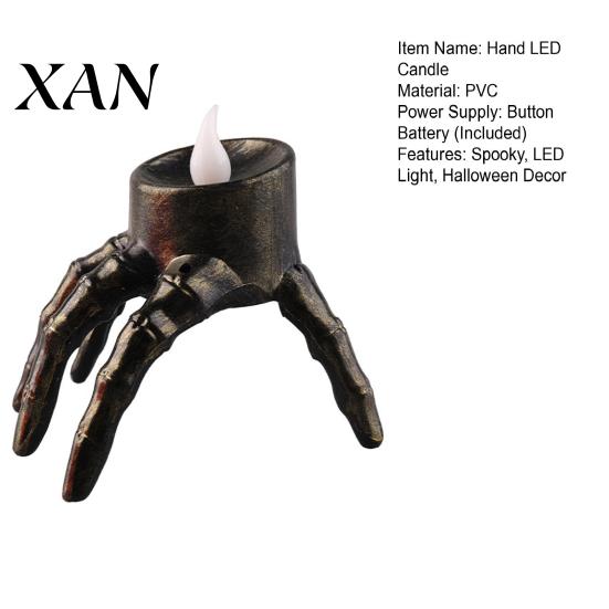 Festive Mood Light Halloween Skeleton Hand Candle Light, Gothic Creepy Skull Hands Fake LED Spooky Home Decor for Table Centerpiece, Entryway, Haunted