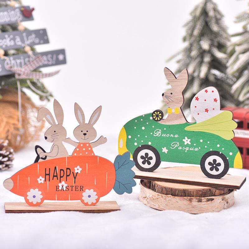 New Styles, Easter, Wooden Crafts, Rabbit Carrot Cart, Easter Rabbit Riding Bike, Wooden, Decorative Ornaments
