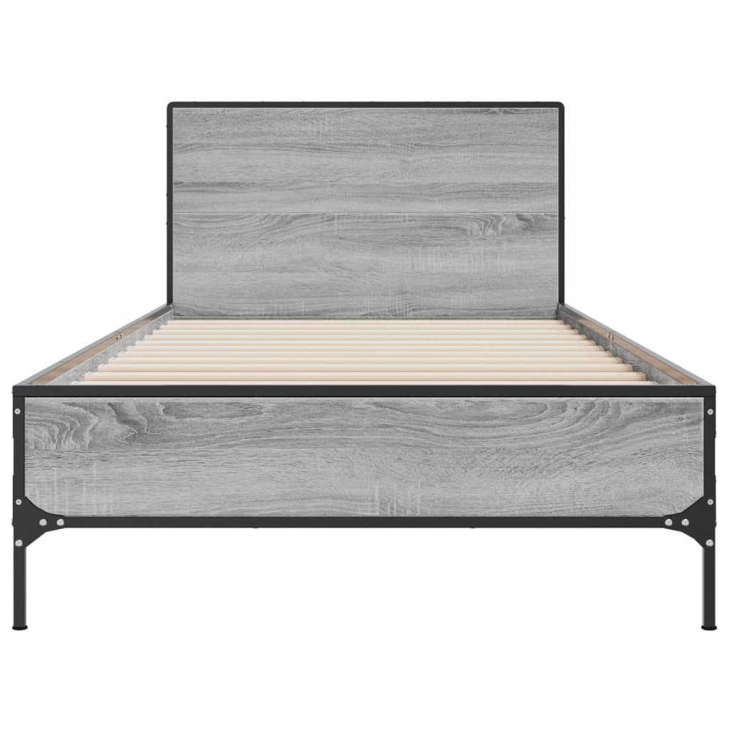 Bed Frame Gray Sonoma 90x200 cm Particleboard and Metal