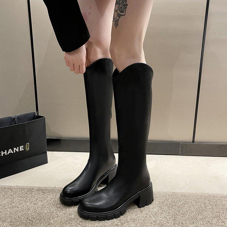 Long boots women's autumn 2025 new thick heel small women's boots thick sole but knee knight boots high boots