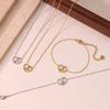 Fashion Charm Bracelet Gold Plated Stainless Steel with Heart and Zircon High Quality Jewelry Unisex Gift