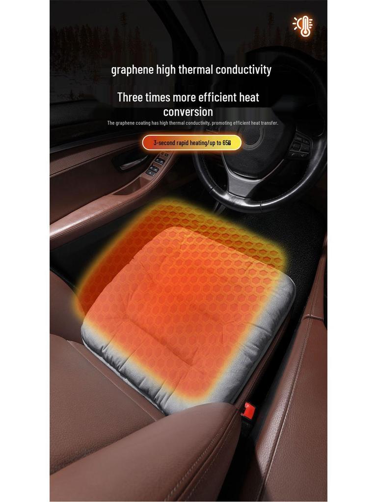 Graphene Heated Seat Cushion for Car & Office - USB-Powered Winter Heating Pad