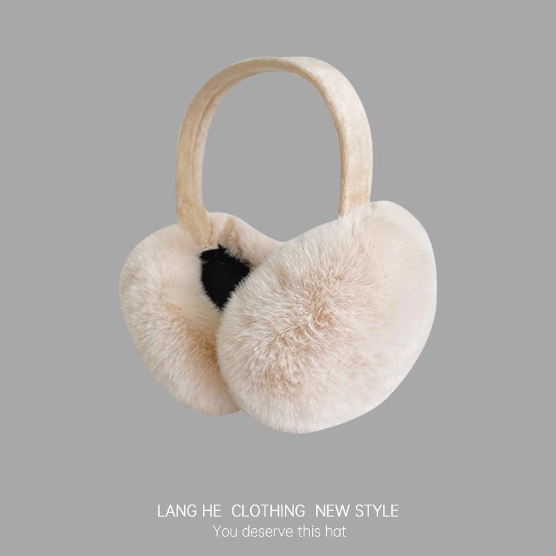 Pluszowe Ciepłe Nauszniki Damskie Słodkie Nauszniki Zimowa Ochrona Uszu Zimoodporne Zimowe Jednokolorowe Ocieplacze na Uszy Składane Jesienno-Zimowa Torba na Uszy Duże