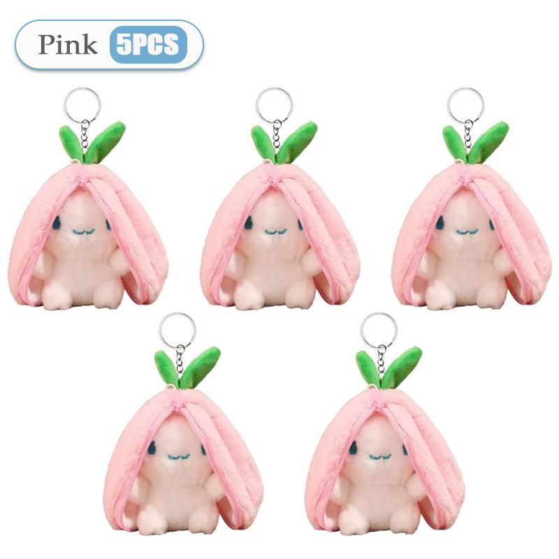 1-20PCS Funny Joy Kawaii Fruit Bunny Plush Toy Cute Carrot Strawberry Turn Funny Joy Rabbit Plush Toy Kids Birthday Easter Gifts