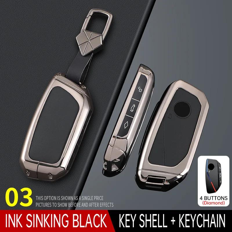 Styling Mouldings Cortex Car Remote Smart Key Fob Case Cover Shell Holder Bag with Keychain For BMW 7 Series XM IX I7 X7 G07 202